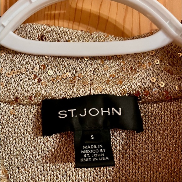 St John Gold Textured Blazer Size Small Modest Church Glam Gift Old Money Preppy - Picture 8 of 16
